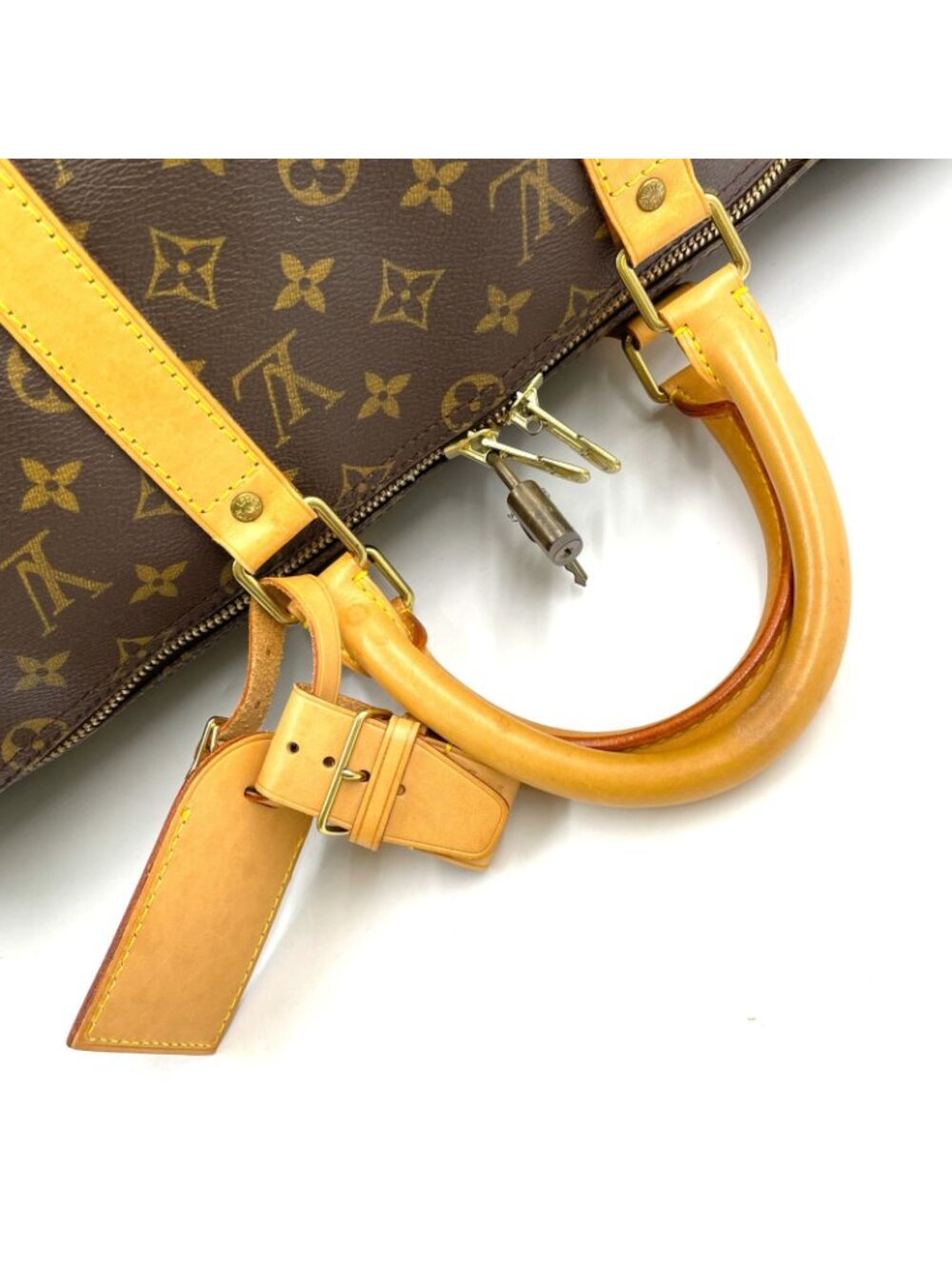 Louis Vuitton Keepall Bandouliere 50 Monogram Leather Brown Boston Bag Gold - Picture 6 of 15